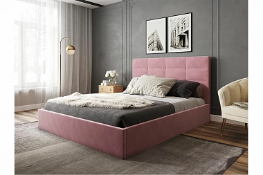 Кровать Соната 140х200 с ПМ (Велюр/Розовый)