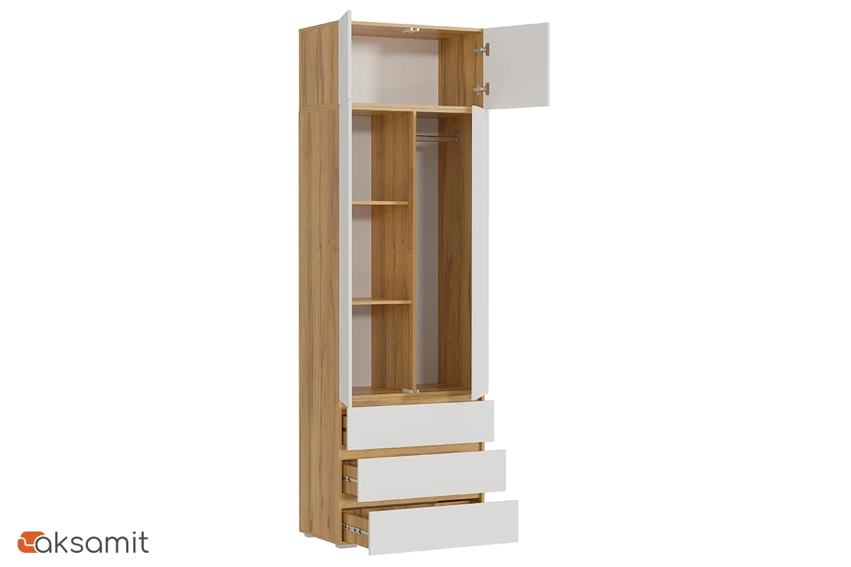 Шкаф с антресолью 2-створчатый Веста (Дуб золотистый / Белый)