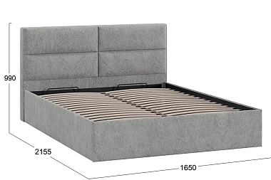 Кровать Универсальная Глосс с ПМ Тип 1 и заглушиной (Микровелюр/Wellmart Silver)