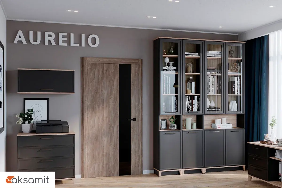 Гостиная Aurelio 6 (Антрацит/Блеквуд Сатиновый) Гостиная Aurelio 6 (Антрацит/Блеквуд Сатиновый)