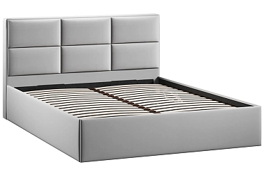 Кровать Стелла c ПМ Тип 1 без заглушины 160х200 (Велюр/Confetti Silver)