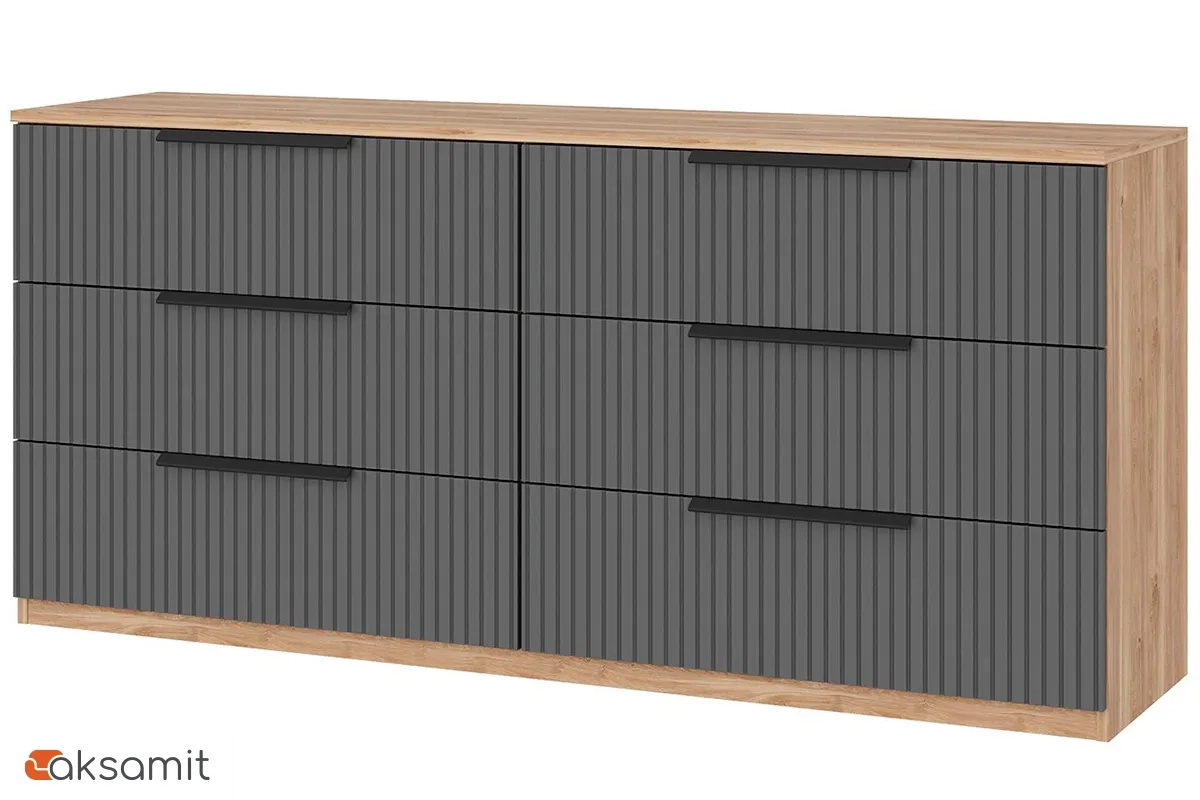 Комод широкий Астория 18 (Дуб кастелло медовый / Графит софт)
