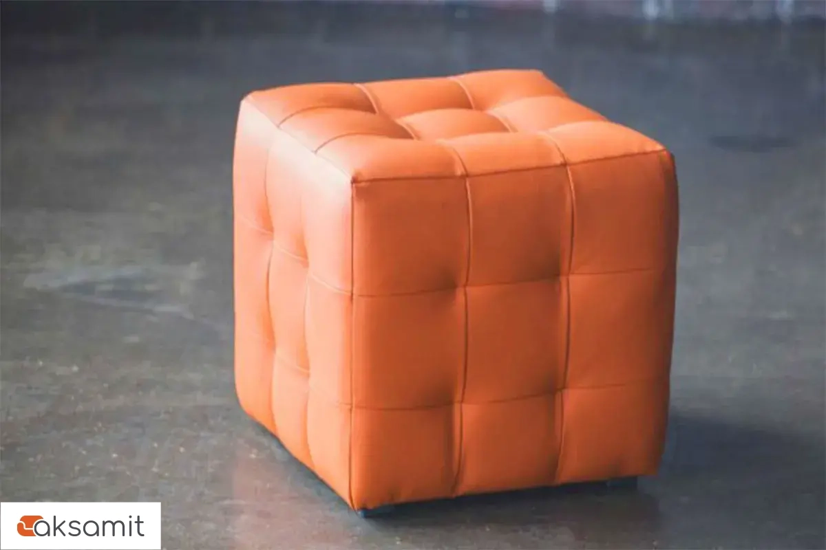 Пуф Лотос (Оранжевый / ЭкоКожа)