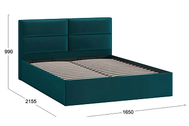 Кровать универсальная Глосс Тип 1 160х200 с ПМ и заглушиной (Велюр/Confetti Izumrud)