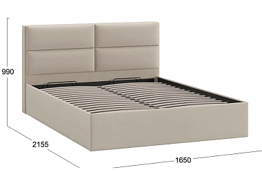 Кровать универсальная Глосс Тип 1 160х200 с ПМ и заглушиной (Велюр/Confetti Cream)