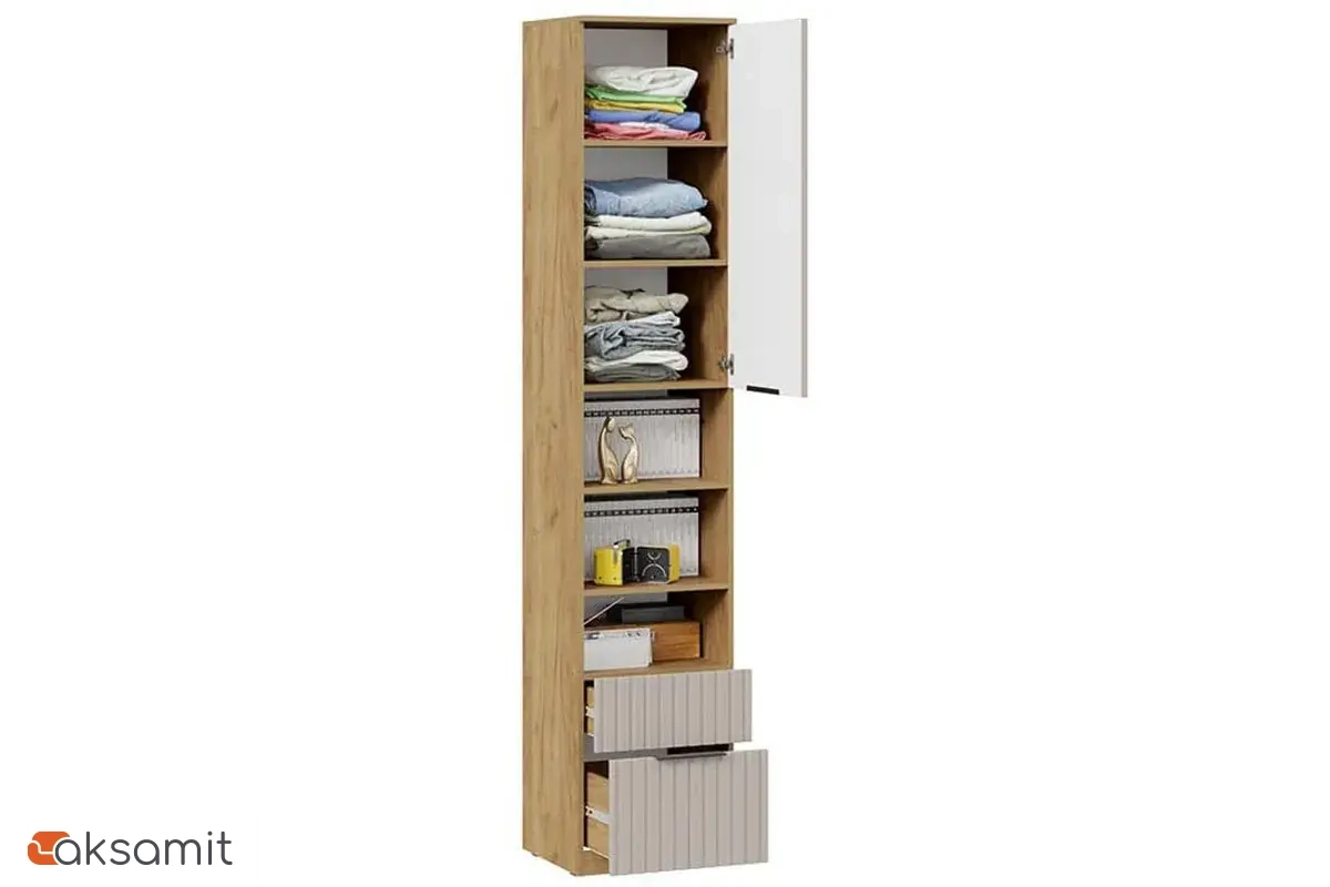 Шкаф комбинированный Хилтон с 1 дверью (2 ящика) Исп.2 (Дуб Крафт золотой / Мокко матовый)