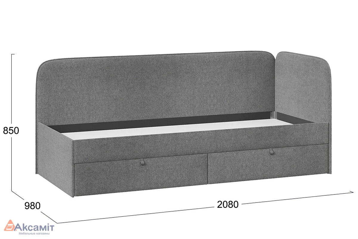 Кровать Молли с мягкой обивкой Тип 1 90х200 (Микровелюр/Scandi Graphite 22)