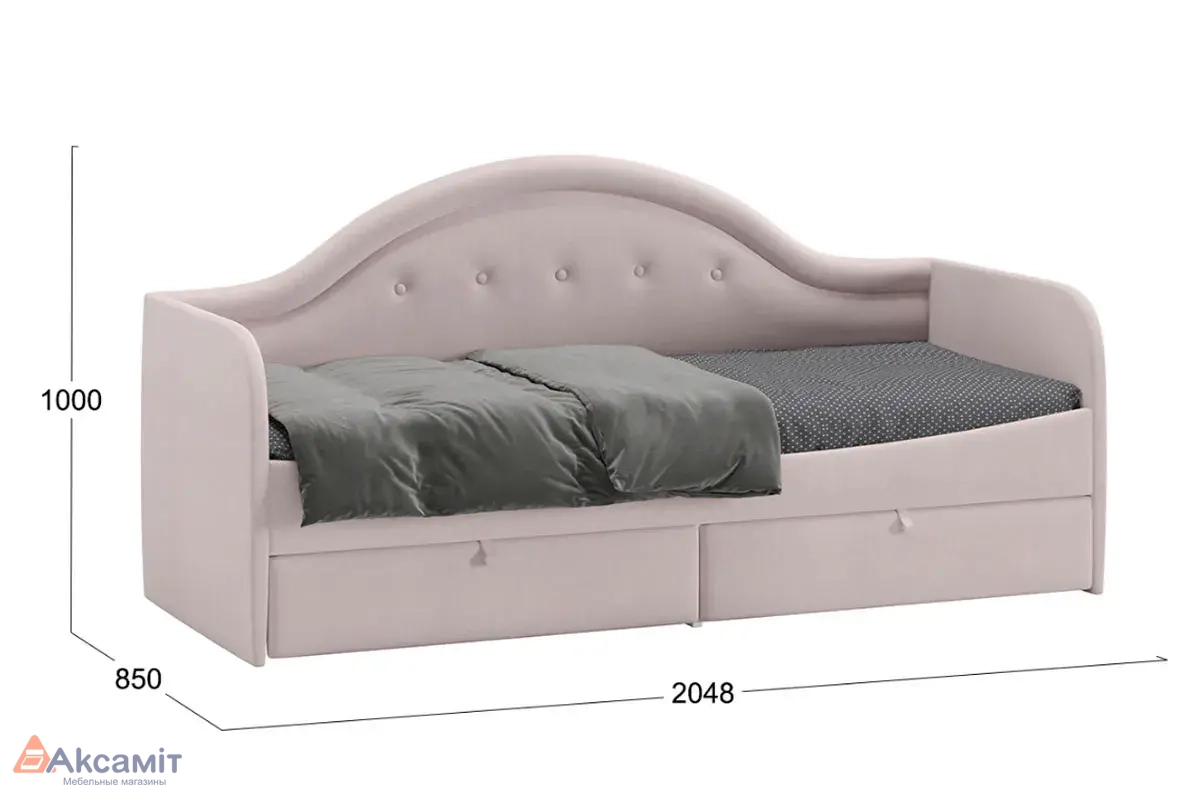 Кровать Адель с мягкой спинкой тип 1 (Велюр пудровый)