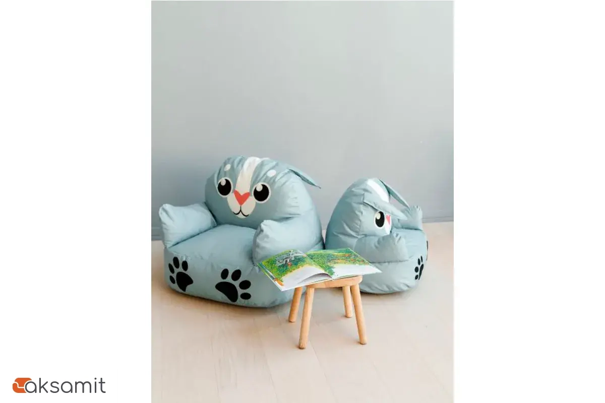 Пуфик Зайчик S Голубой