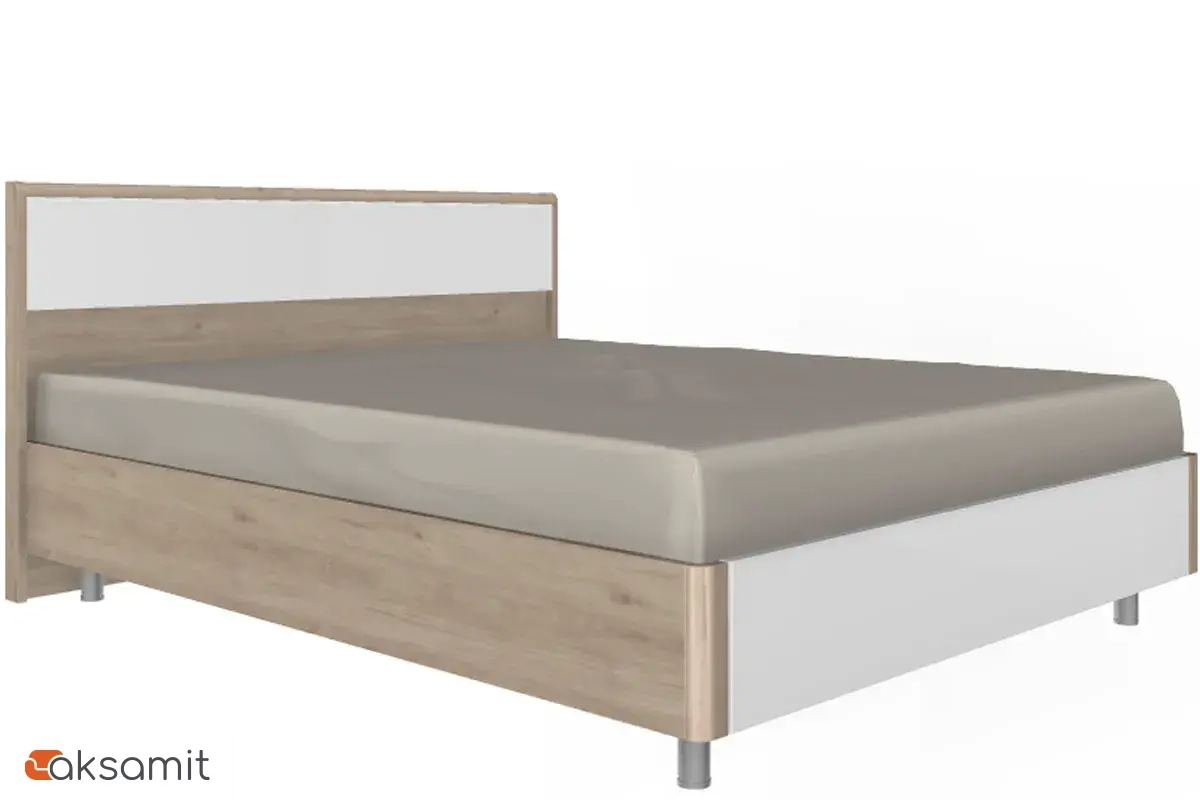Кровать КР-5003-ГС-БГ 160х200 (Гикори Джексон Светлый/Белый Бриллиант Глянцевый) Кровать КР-5003-ГС-БГ 160х200 (Гикори Джексон Светлый/Белый Бриллиант Глянцевый)