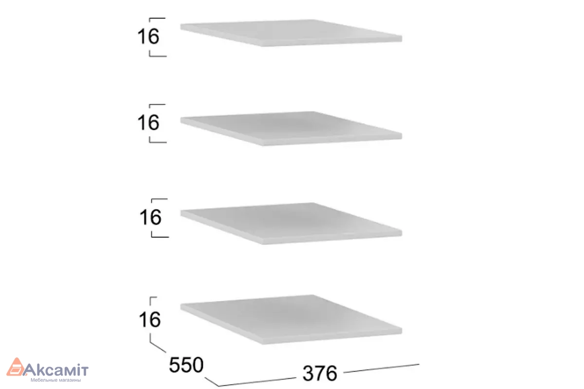 Комплект полок шкафа для одежды Нео 376 (Белый/4 шт.)