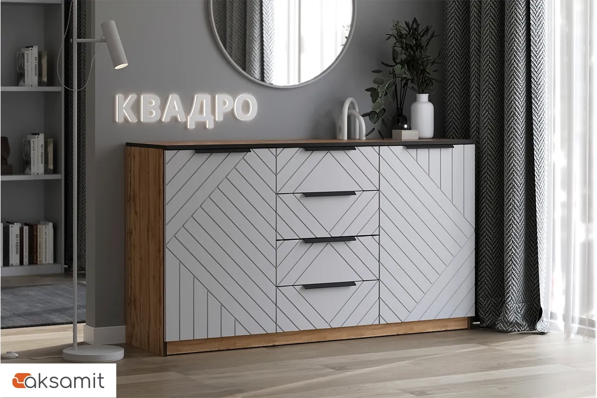 Комод Квадро №1500.1 (Дуб Вотан / Мартини) Комод Квадро №1500.1 (Дуб Вотан / Мартини)
