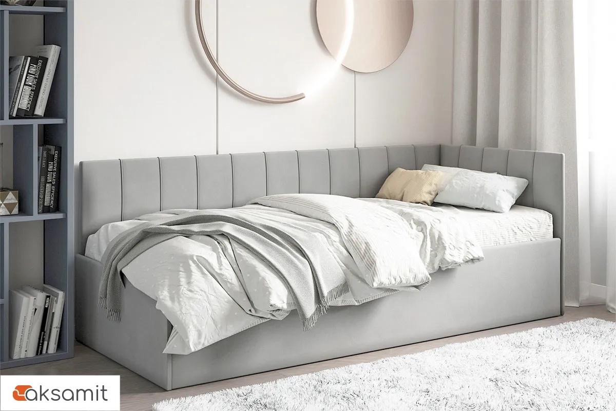 Кровать Мика с ПМ 90х200 универсальная Newtone Light GREY Кровать Мика с ПМ 90х200 универсальная Newtone Light GREY