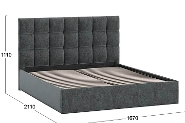 Кровать Эмбер с ПМ 160х200 Тип 1 (Микровелюр/Jercy Graphite)