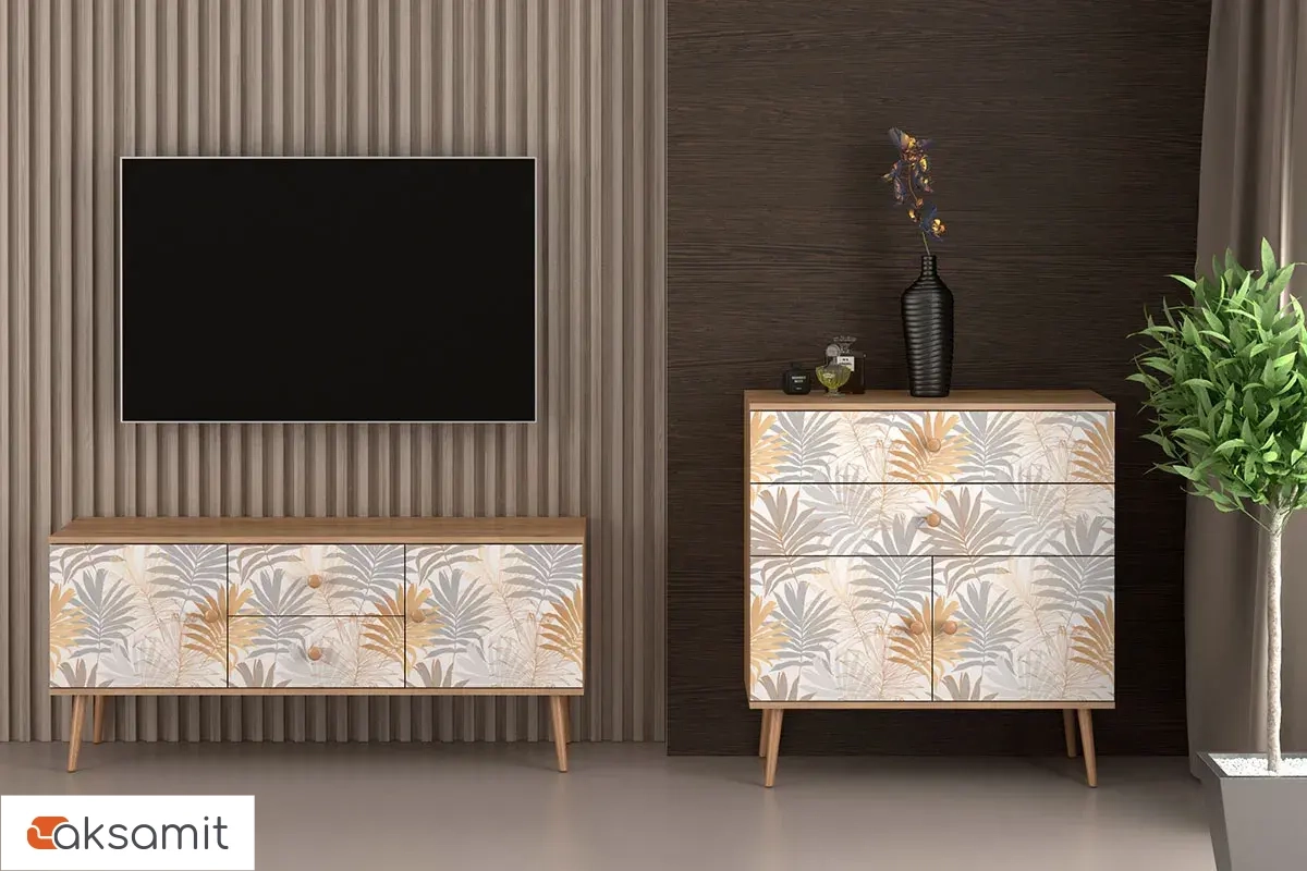Комод 1 Art design Flora (Дуб крафт золотой/Белый с рисунком) Комод 1 Art design Flora (Дуб крафт золотой/Белый с рисунком)