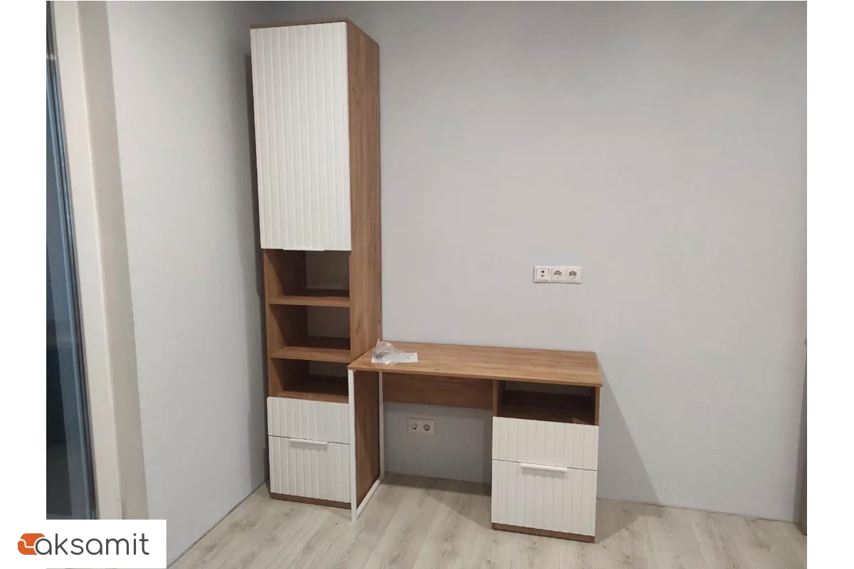 Стол письменный Хилтон Тип 1 (Дуб Крафт Золотой/Белый матовый)