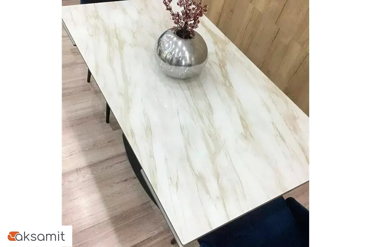 Стол обеденный Ниагара 1400(2000) (Стекло с фотопечатью Леонардо / МДФ Черный кварц / рама черная / металл черный)