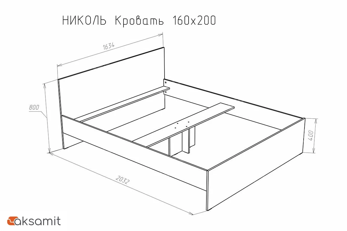 Кровать Николь 160х200 без орт. основания Дуб Сонома (72240068) Кровать Николь 160х200 без орт. основания Дуб Сонома (72240068)