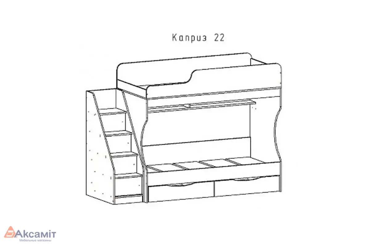 Кровать двухъярусная Каприз-22 (Анкор белый)