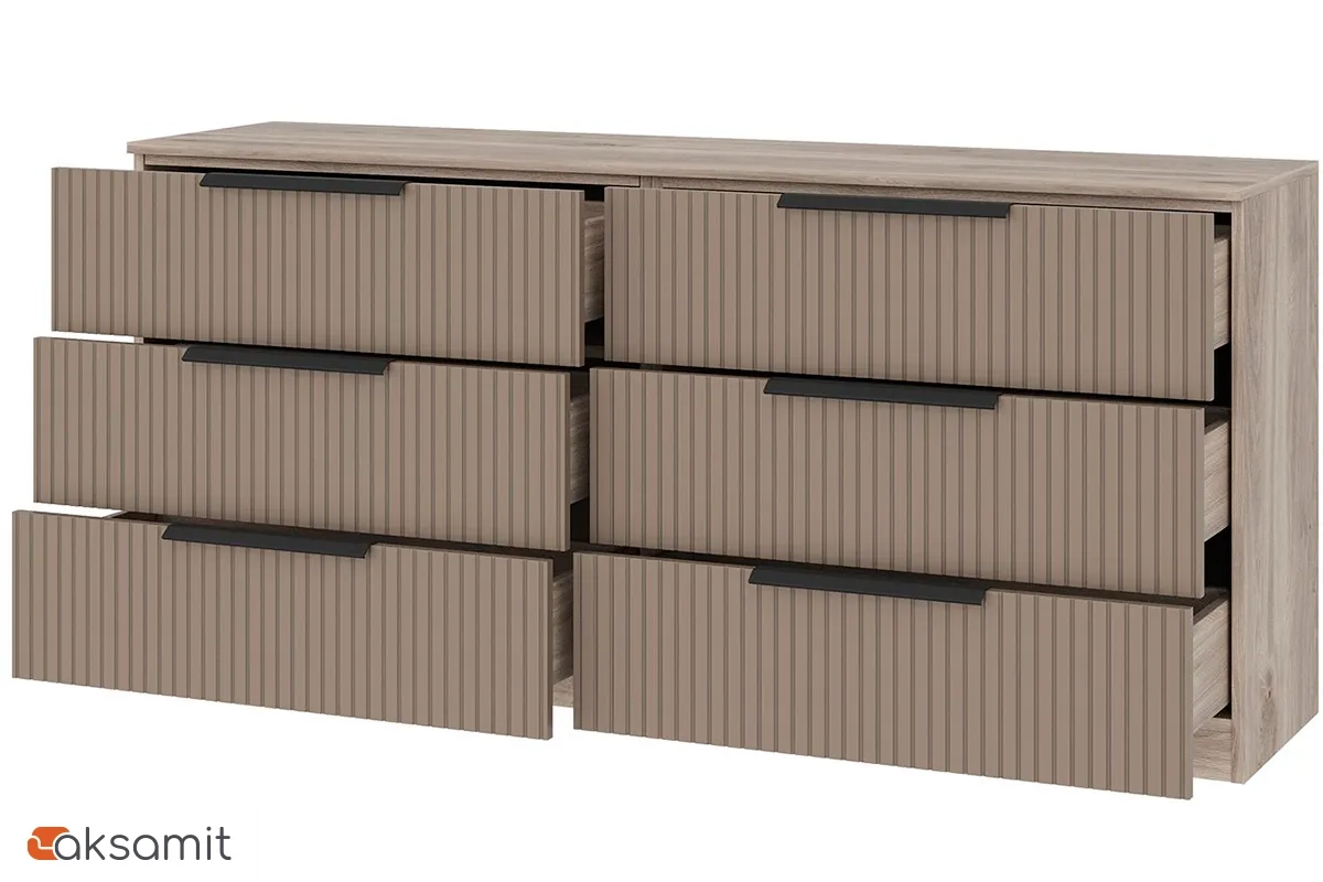 Комод широкий Астория 18 (Дуб кастелло серый / Грей софт)