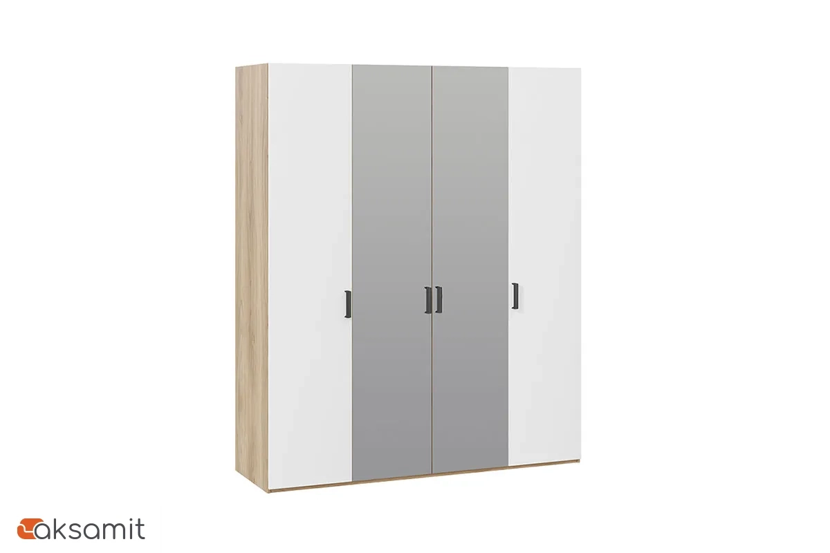 Шкаф комбинированный с 2 глух. и 2 зерк. дв. Рико СМ-340.07.443 (Яблоня Беллуно/Белый глянец) Шкаф комбинированный с 2 глух. и 2 зерк. дв. Рико СМ-340.07.443 (Яблоня Беллуно/Белый глянец)
