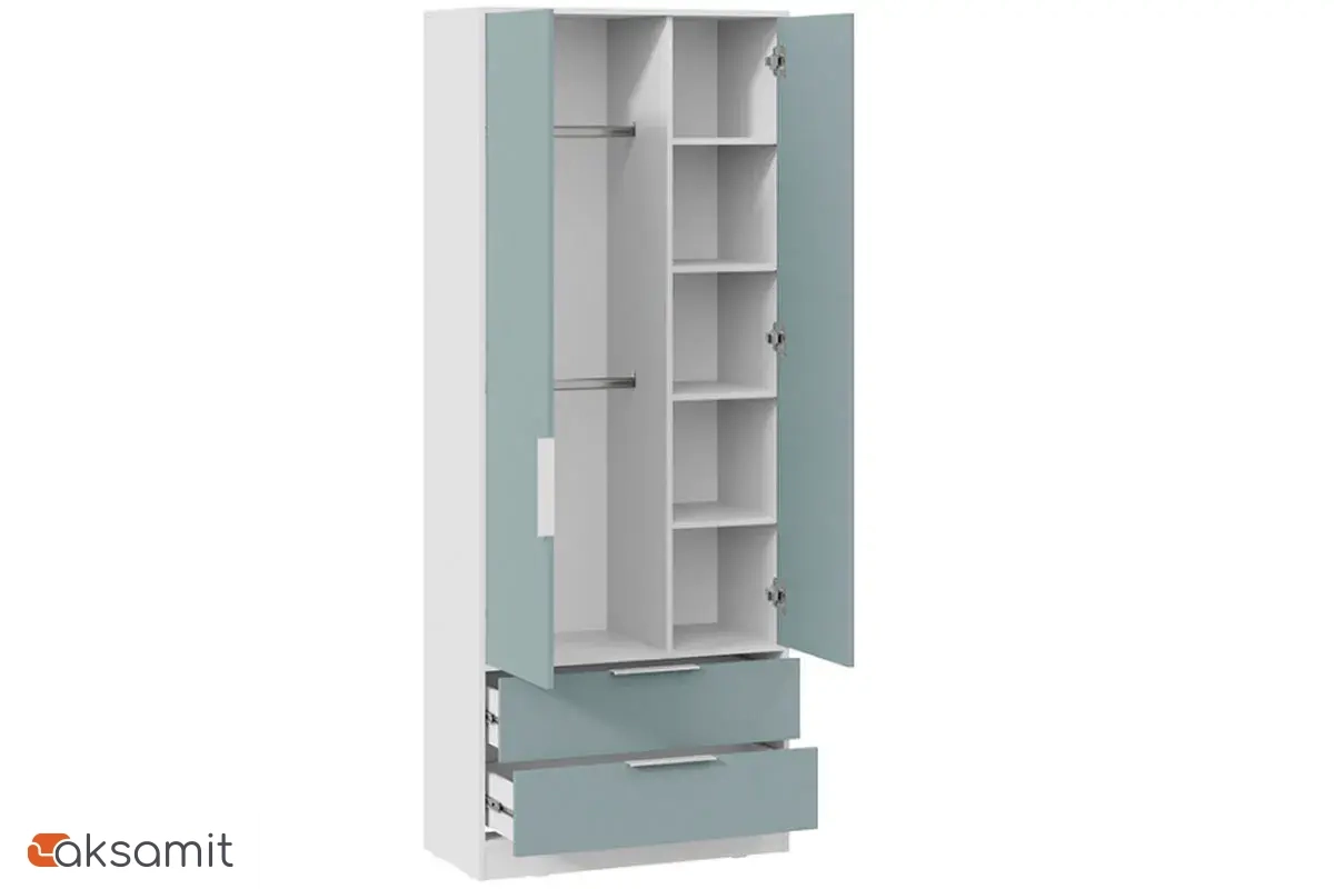 Шкаф для одежды Марли (Белый/Серо-голубой)