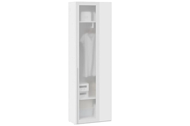 Шкаф угловой (366) с 1 дверью со стеклом Порто СМ-393.07.233 (Белый Жемчуг/Стекло сатин белое)