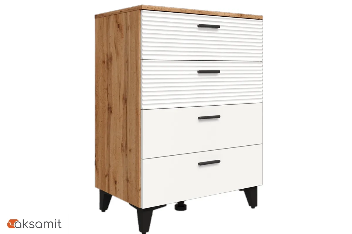 Комод узкий Белла №3 (Дуб Вотан/Тальк)