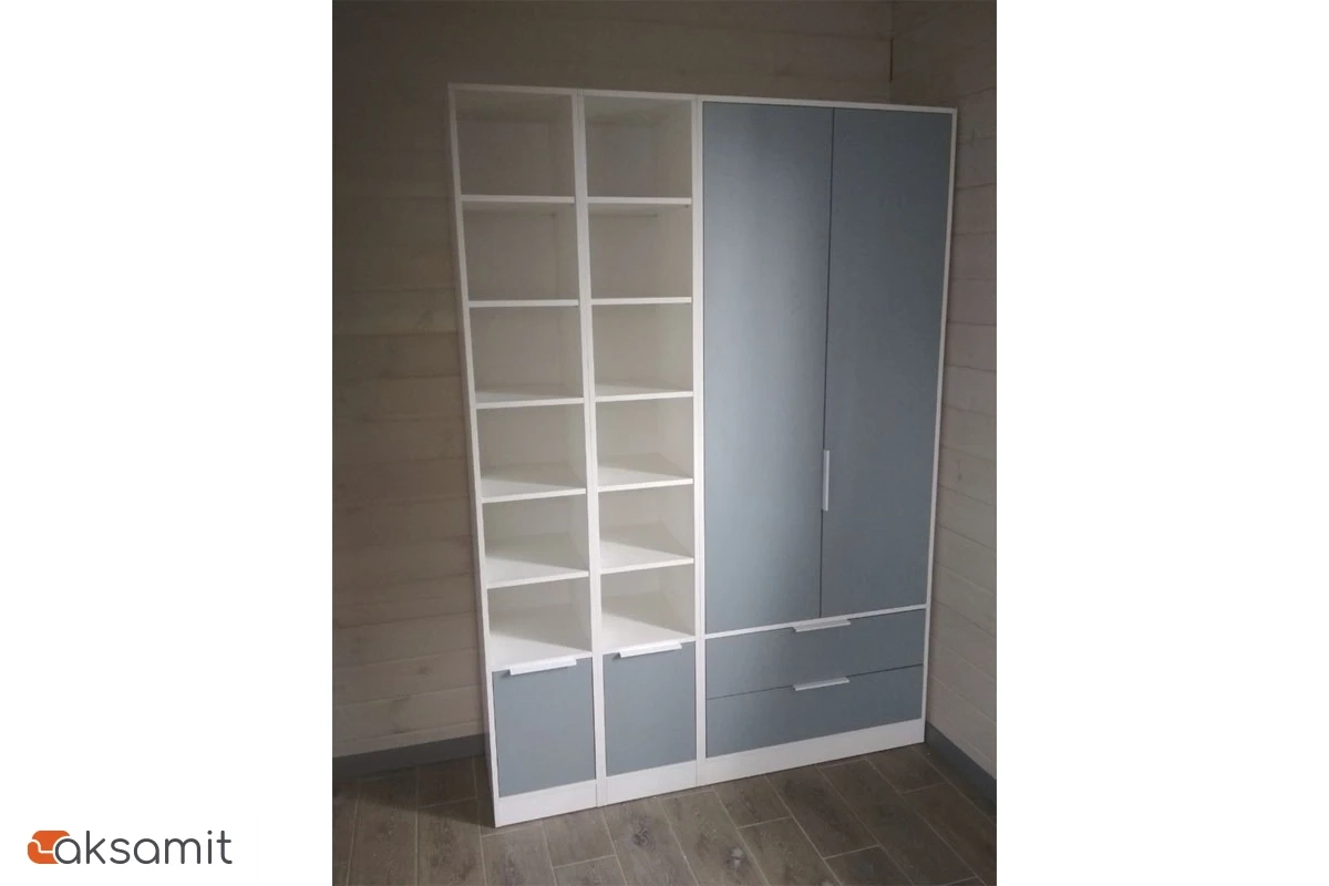 Шкаф для одежды Марли (Белый/Серо-голубой)