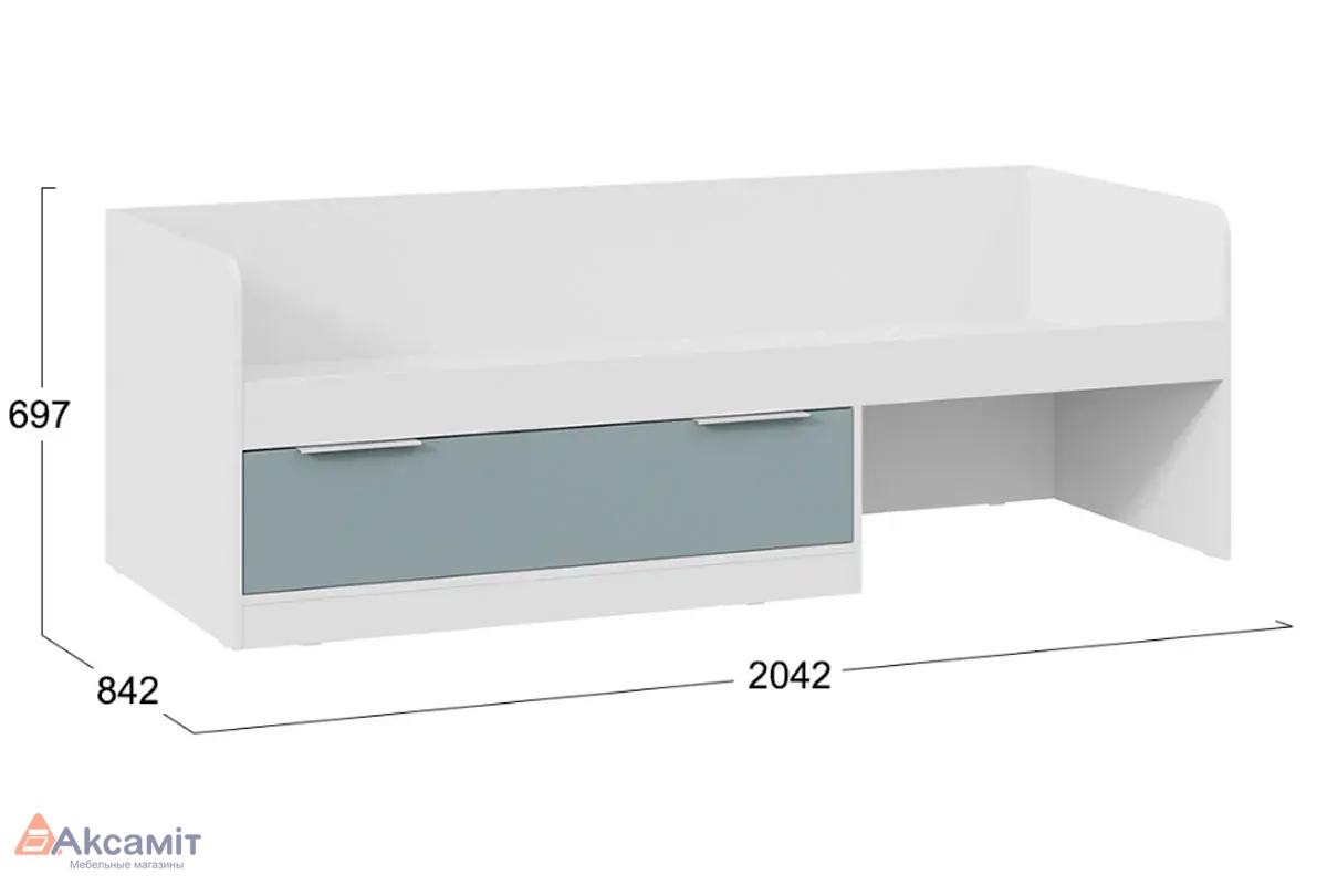 Кровать комбинированная Марли Тип 1 80х200 (Белый/Серо-голубой)