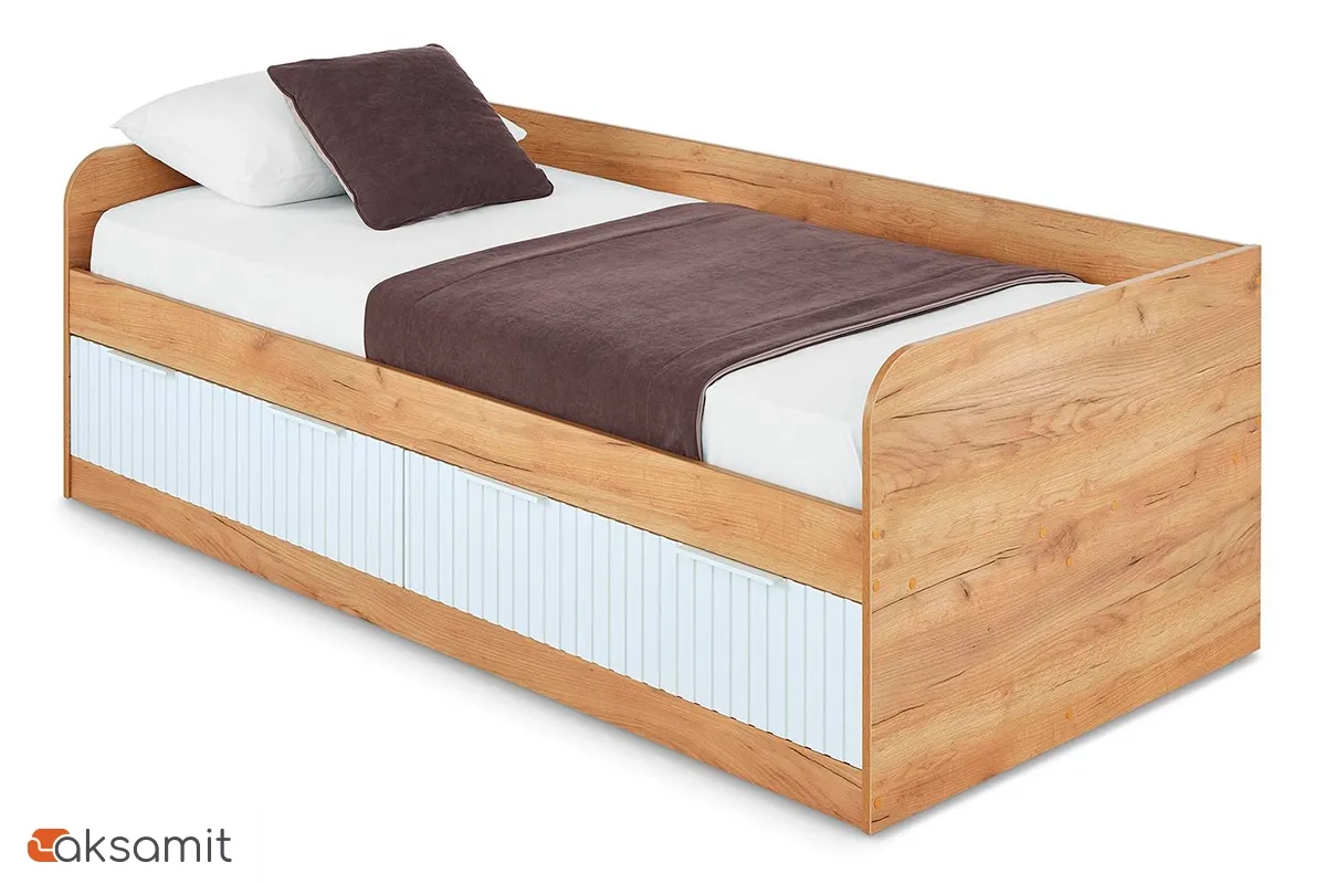 Кровать комбинированная Хилтон 90х200 Тип 1 (Дуб Крафт Золотой/Белый матовый)