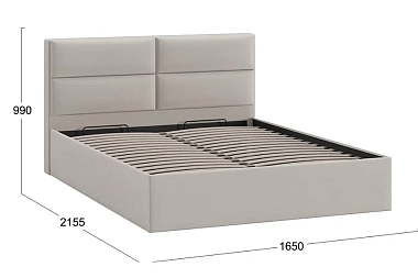 Кровать универсальная Глосс Тип 1 160х200 с ПМ и заглушиной (Велюр/Confetti Smoke)