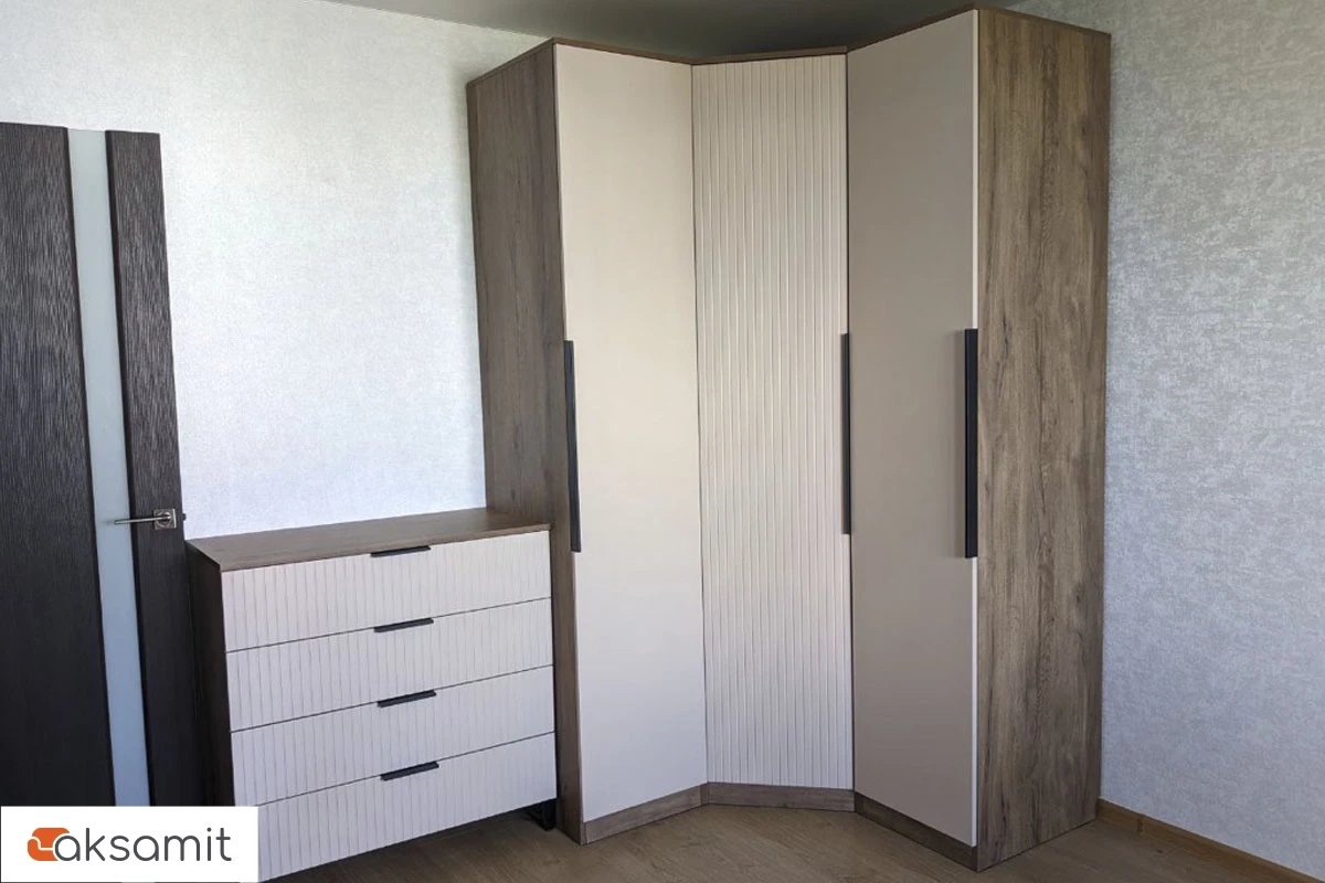 Шкаф угловой Тоскана (Дуб Табачный/Бисквит)