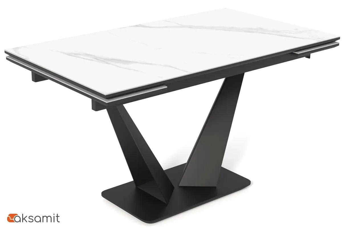 Стол обеденный Ниагара 1400(2000) (ст. №2 / Керамика 9806035 / МДФ Черный кварц / Металл черный)