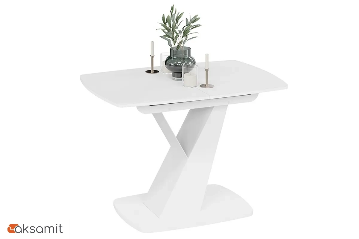 Стол обеденный Гарда Тип 1 (Белый / Стекло матовое белое)