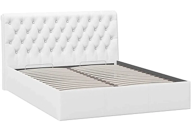 Кровать двойная Скарлет с ПМ Тип 1 и заглушиной 160х200 (Кожзам/Белый)