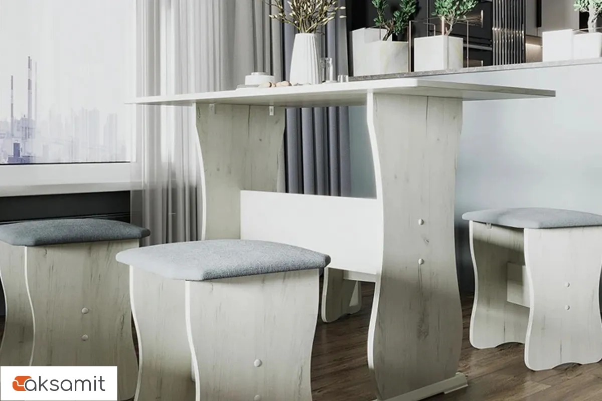 Обеденная группа тип 1 МФ-101.006 (Дуб крафт белый / Велюр серый)