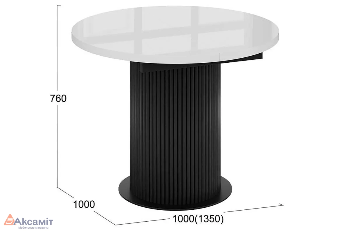 Стол обеденный Эридан Тип 1 (Черный муар/Стекло глянцевое белое)