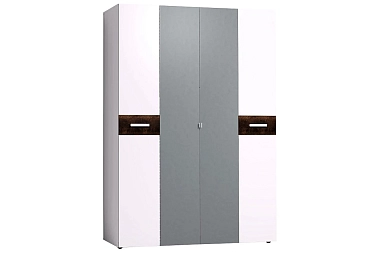 Шкаф для одежды и белья Норвуд 555 (Белый/Орех шоколадный)