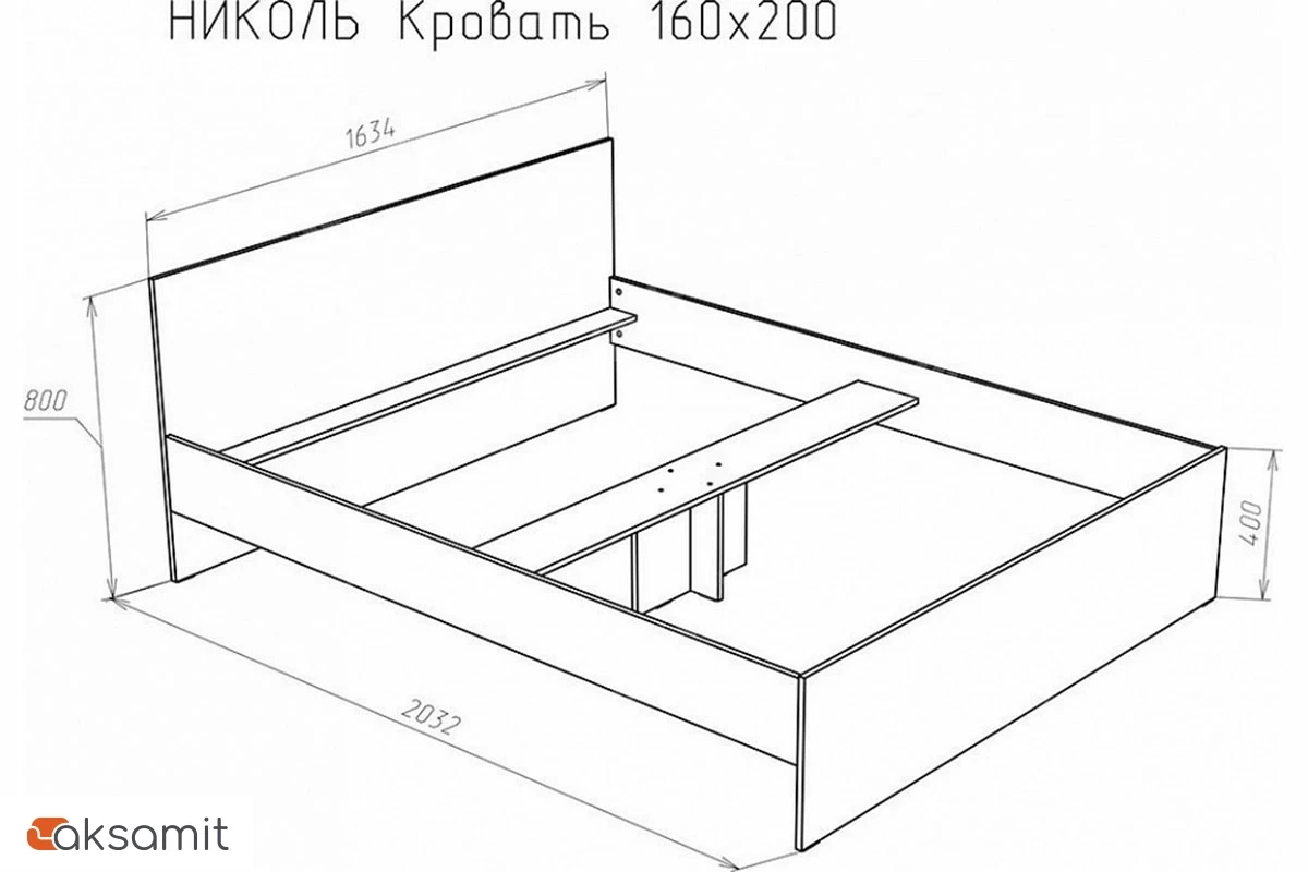 Кровать Николь 160х200 без орт. основания Венге (72240067) Кровать Николь 160х200 без орт. основания Венге (72240067)