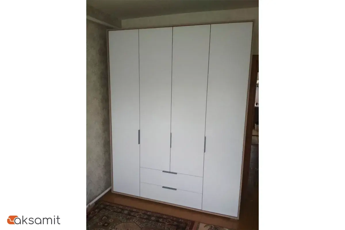 Шкаф четырехдверный Николь Мод.8 (Белый/Дуб Альпийский)