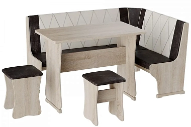 Кухонный уголок Гамма Тип 2 (Дуб сонома / КЗ шоколад-бежевый)