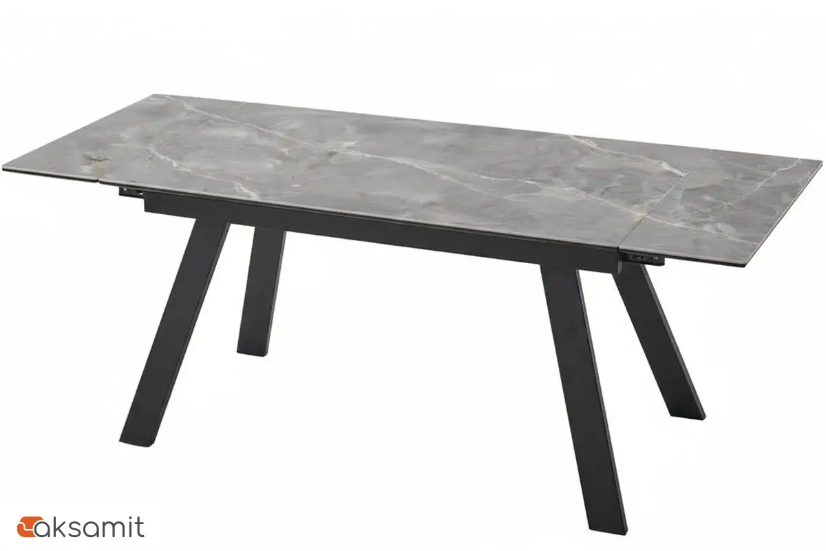 Стол обеденный Морис-2 (1400 / 1800) (ст. №2 / Керамика FNZ9206050 / МДФ черная кварц / Металл черный)