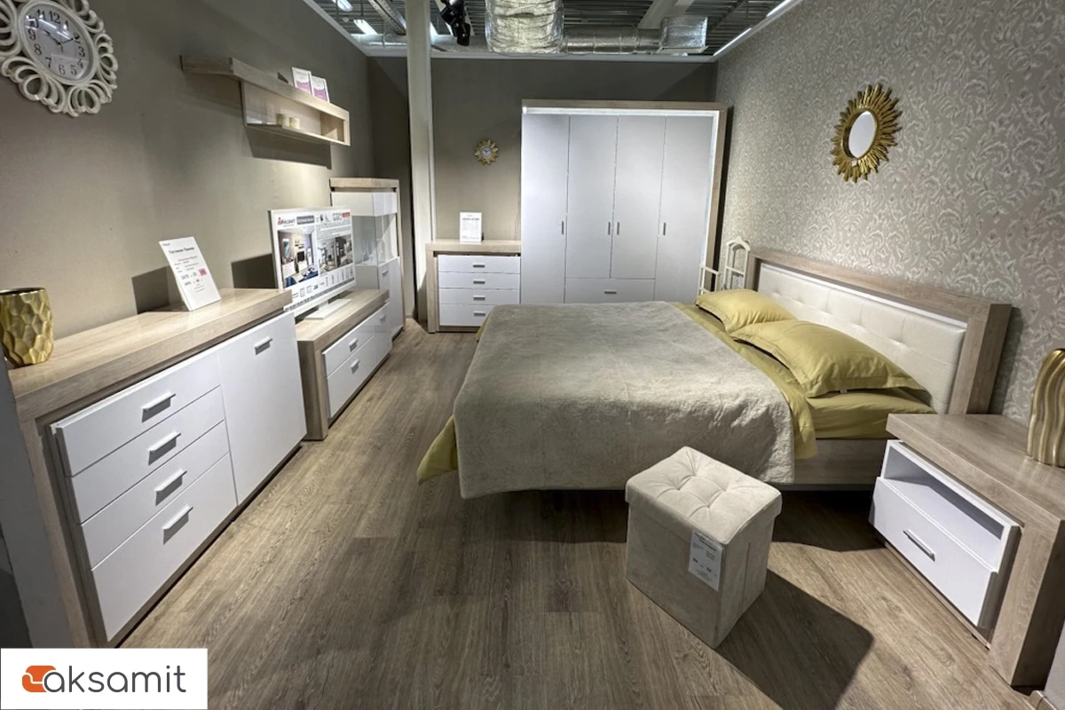 Кровать Люмен 28 с ПМ и подсветкой 160х200 (Дуб сакраменто/Белый снег)