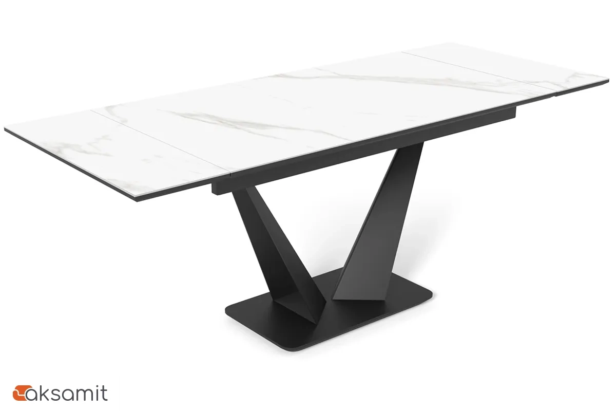 Стол обеденный Ниагара 1400(2000) (ст. №2 / Керамика 9806035 / МДФ Черный кварц / Металл черный)