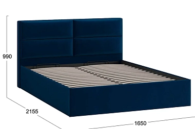 Кровать универсальная Глосс Тип 1 160х200 с ПМ и заглушиной (Велюр/Confetti Blue)