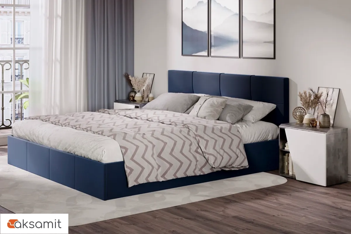 Кровать Лора с ПМ и заглушиной 180х200 (Велюр / Confetti Blue)