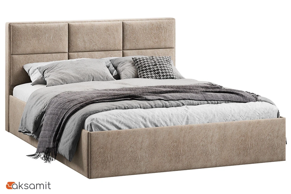 Кровать Стелла с ПМ Тип 1 и заглушиной 160х200 (Микровелюр/Wellmart Dark Beige) Кровать Стелла с ПМ Тип 1 и заглушиной 160х200 (Микровелюр/Wellmart Dark Beige)