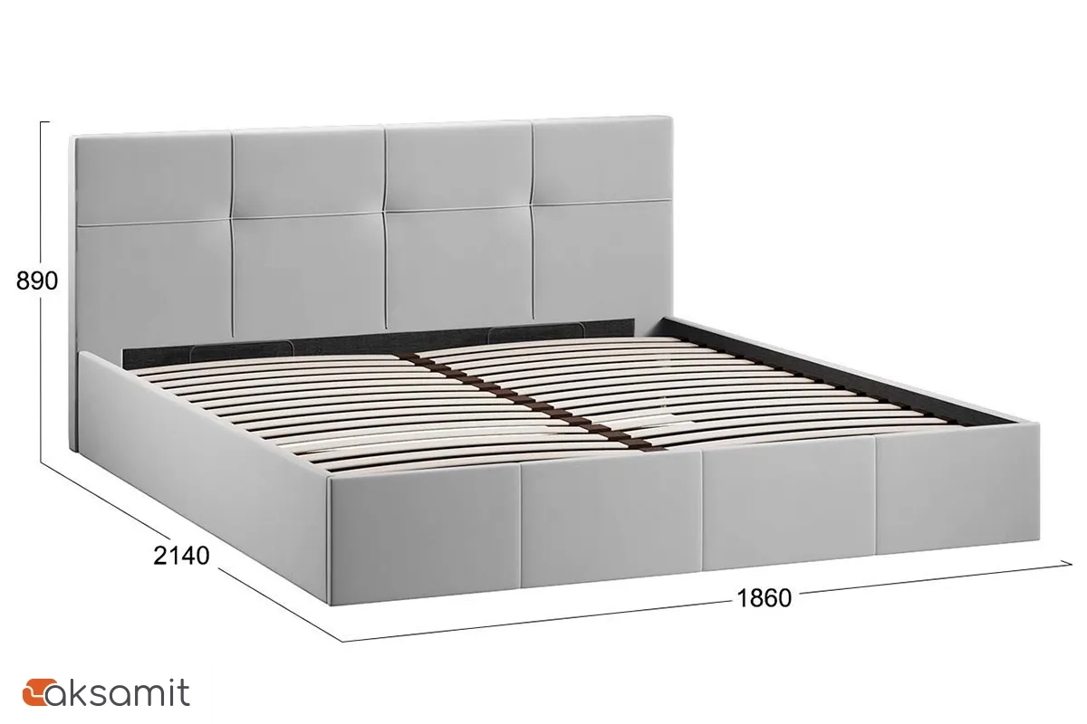 Кровать Лора с ПМ и заглушиной 180х200 (Велюр / Confetti Silver)