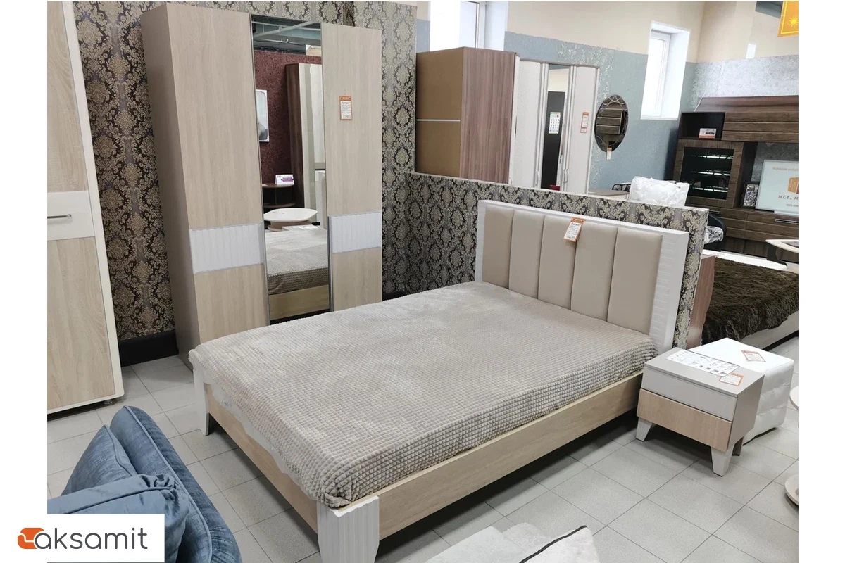 Кровать с подсветкой Беатрис с ПМ 160х200 (Палермо/Софт латте) Кровать с подсветкой Беатрис с ПМ 160х200 (Палермо/Софт латте)